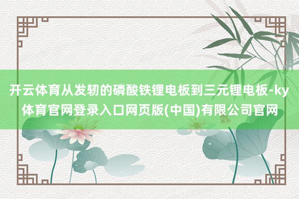 开云体育从发轫的磷酸铁锂电板到三元锂电板-ky体育官网登录入口网页版(中国)有限公司官网